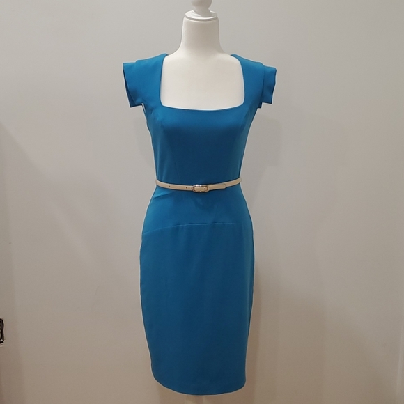 Turquoise Blue Jackie O Style Dress - Picture 2 of 10